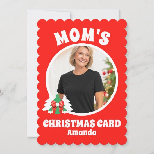 パーソナライズされた母の写真クリスマス シーズンカード (正面)