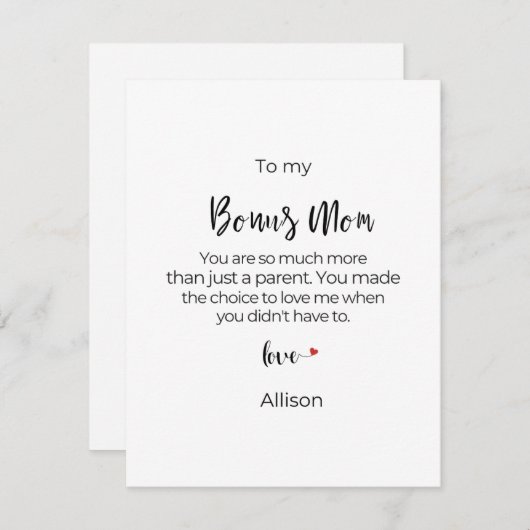 パーソナライズされた母の日のボーナス シーズンカード (正面/裏面)