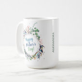 パーソナライズされた母の日の幸せエレガントフローラ コーヒーマグカップ (正面左)