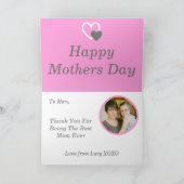 パーソナライズされた母の日ピンクの最高の母が今まで写真 シーズンカード (内部)