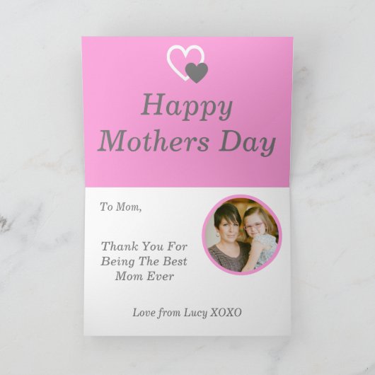 パーソナライズされた母の日ピンクの最高の母が今まで写真 シーズンカード (内部)