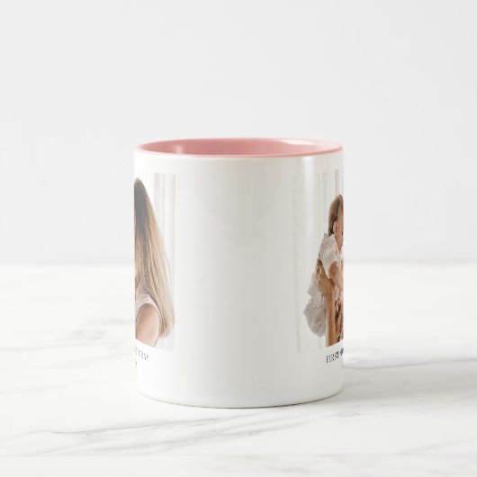 パーソナライズされた母の日ママベビー写真 ツートーンマグカップ (中央)