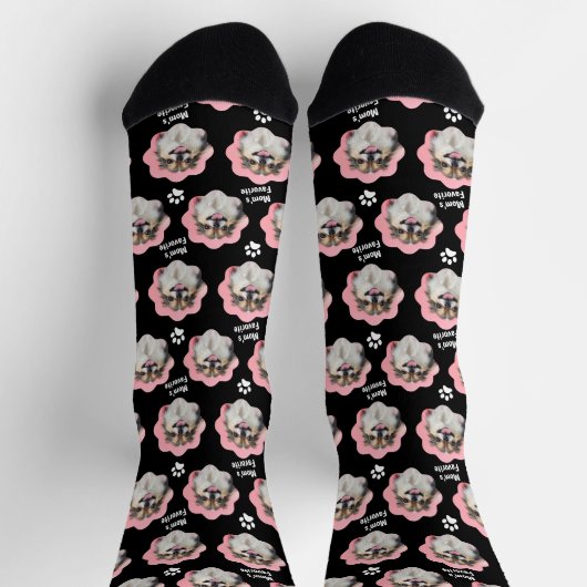 パーソナライズされた母の犬のお気に入りの写真 ソックス (上部)