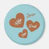 パーソナライズされた母ハートティール（緑がかった色） マグネット (正面)