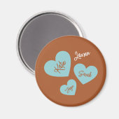 パーソナライズされた母ハート子の名前 マグネット (正面/裏面)