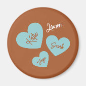 パーソナライズされた母ハート子の名前 マグネット (正面)