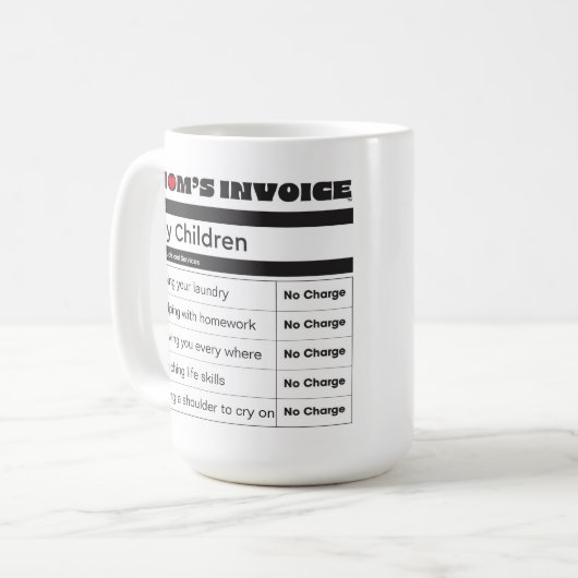パーソナライズされた母請求書 – 家族の写真 コーヒーマグカップ (正面左)