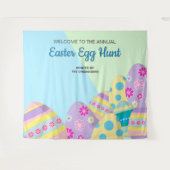 パーソナライズされた毎年恒例のイースターエッグハントの写真用背景 タペストリー (正面(横))