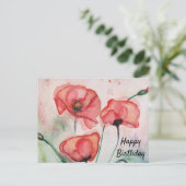 パーソナライズされた気持ちのカード 水彩ポピー ポストカード (スタンド正面)
