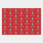 パーソナライズされた水エレガント色の木のクリスマス ラッピングペーパーシート (正面3)