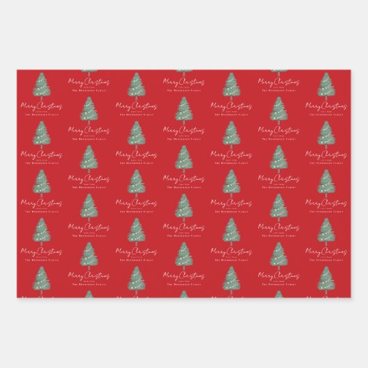 パーソナライズされた水エレガント色の木のクリスマス ラッピングペーパーシート (正面3)