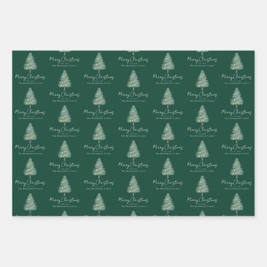 パーソナライズされた水エレガント色の木のクリスマス ラッピングペーパーシート (正面2)
