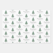 パーソナライズされた水エレガント色の木のクリスマス ラッピングペーパーシート (正面)