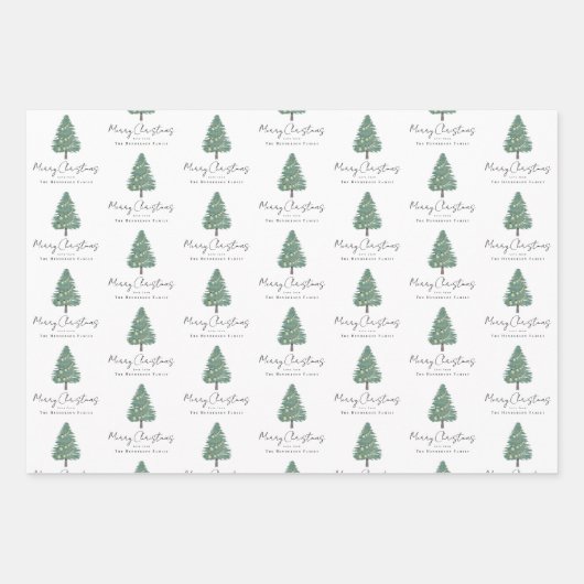 パーソナライズされた水エレガント色の木のクリスマス ラッピングペーパーシート (正面)