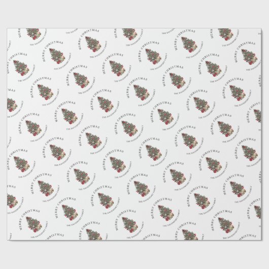 パーソナライズされた水エレガント色クリスマスツリー ラッピングペーパー (フラット)