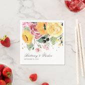 パーソナライズされた水カラーフローラ結婚 スタンダードカクテルナプキン (インサイチュ)