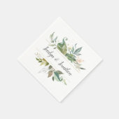 パーソナライズされた水カラーフローラ結婚 スタンダードカクテルナプキン (角)