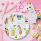 パーソナライズされた水カラープリントフルーツカクテルホワイト ペーパープレート (パーティー)