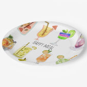 パーソナライズされた水カラープリントフルーツカクテルホワイト ペーパープレート (アングル)