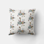 パーソナライズされた水中の可愛い航海の潜水艦 クッション (裏面)