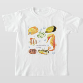 パーソナライズされた水中世界の海藻カニシーホース Tシャツ