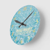 パーソナライズされた水中競技サニーサマープール ラウンド壁時計 (傾斜)