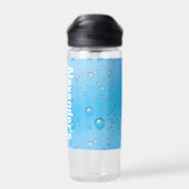 パーソナライズされた水中競技ブルーと水澄ん泡 ウォーターボトル (背面)