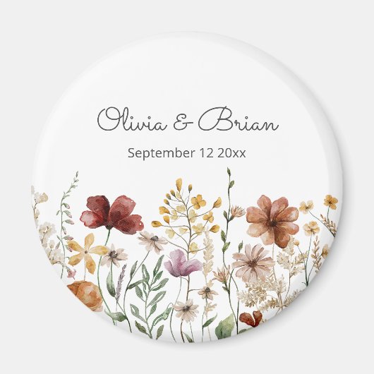 パーソナライズされた水彩の野生の花のプリティーフラワーマグネット マグネット (正面)