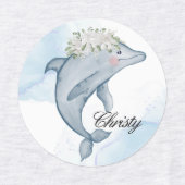 パーソナライズされた水彩イルカ ラベル (デザイン1)