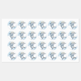 パーソナライズされた水彩イルカ ラベル