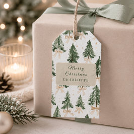 パーソナライズされた水彩クリスマスツリー ギフトタグ