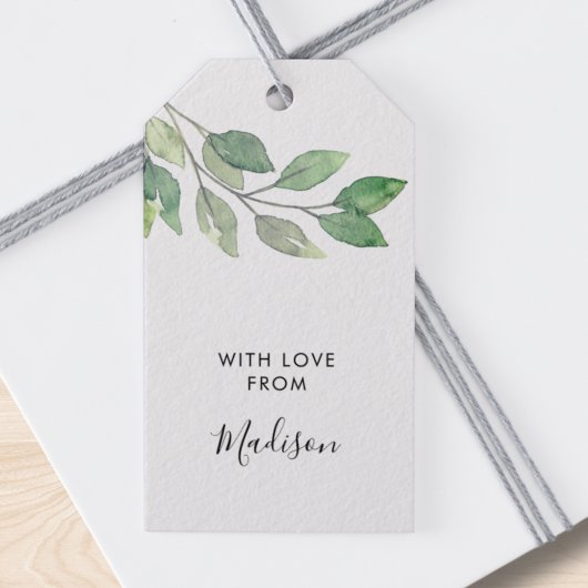 パーソナライズされた水彩グリーン ギフトタグ