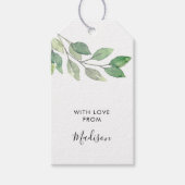 パーソナライズされた水彩グリーン ギフトタグ (正面)
