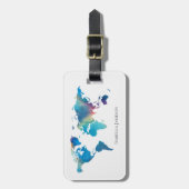 パーソナライズされた水彩世界地図 ラゲッジタグ (正面縦)