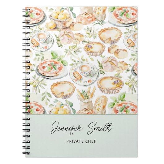 パーソナライズされた水彩中東地中海料理パターン ノートブック (正面)