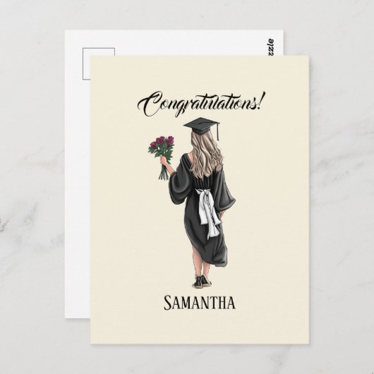 パーソナライズされた水彩卒業(3) ポストカード (正面/裏面)