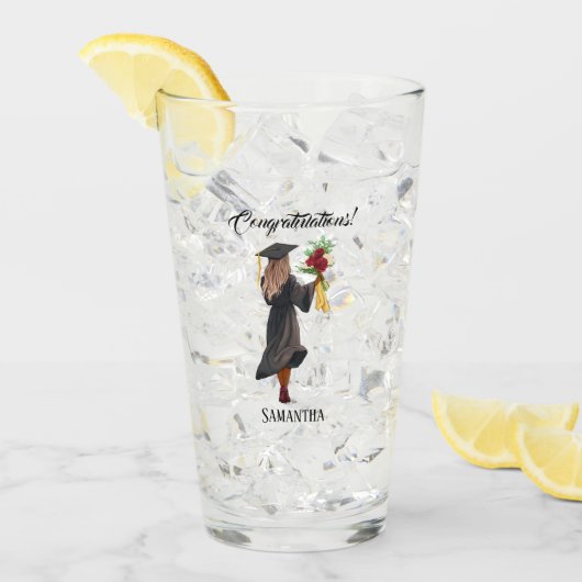 パーソナライズされた水彩卒業(5) タンブラーグラス (アイス正面)