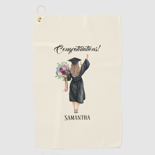 パーソナライズされた水彩卒業(8) ゴルフタオル (正面)