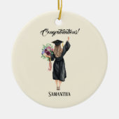 パーソナライズされた水彩卒業(8) セラミックオーナメント (正面)