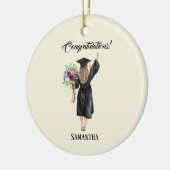 パーソナライズされた水彩卒業(8) セラミックオーナメント (左)