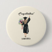 パーソナライズされた水彩卒業(8) 缶バッジ (正面)