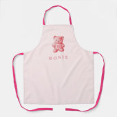 パーソナライズされた水彩可愛いピンクのグミベア エプロン (正面)