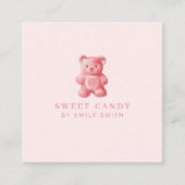 パーソナライズされた水彩可愛いピンクのグミベア スクエア名刺 (正面)