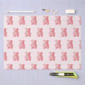 パーソナライズされた水彩可愛いピンクのグミベア 薄葉紙 (クラフト)