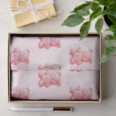 パーソナライズされた水彩可愛いピンクのグミベア 薄葉紙 (ギフト)