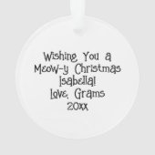 パーソナライズされた水彩子猫の花クリスマス オーナメント (裏面)