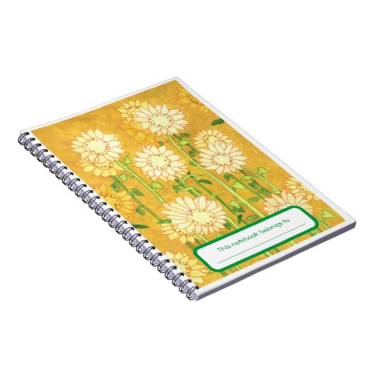 パーソナライズされた水彩手帳のひまわり ノートブック (右側)