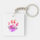 パーソナライズされた水彩猫と花 キーホルダー (裏面)