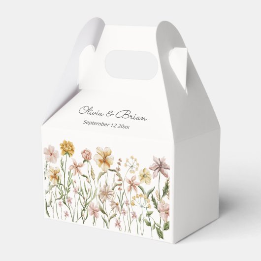 パーソナライズされた水彩画のワイルドフラワーの牧場の花 フェイバーボックス (正面サイド)