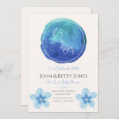 パーソナライズされた水彩画の男の子のベビーシャワー招待状 招待状 (正面/裏面)